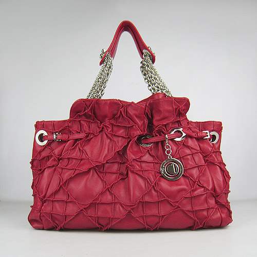 Christian Dior 1816 Lambskin Leather Tote Handbag-Red